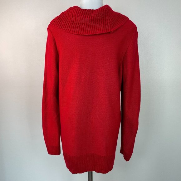 Calvin Klein Sweater Large Red Cowl Neck Pullover Women's Long Sleeve - Picture 5 of 12